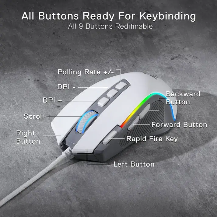 Redragon M612 RGB Gaming Mouse - 8000 DPI 