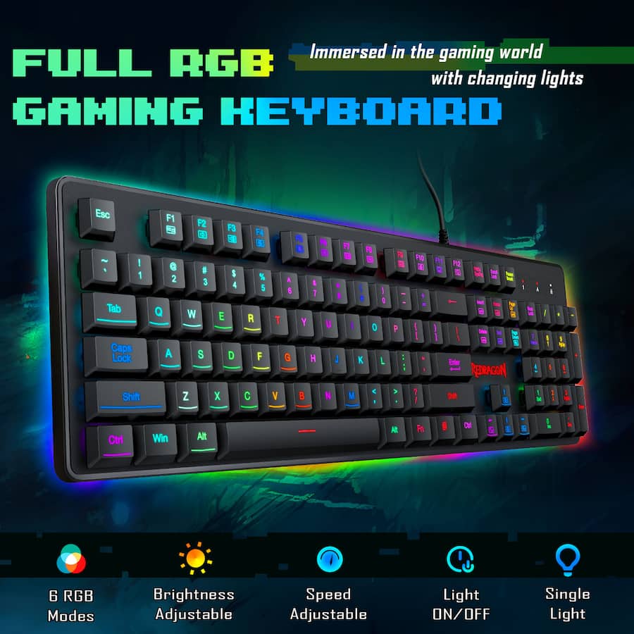 Redragon S107-BA Gaming Keyboard  Mice Combo Wired - Black