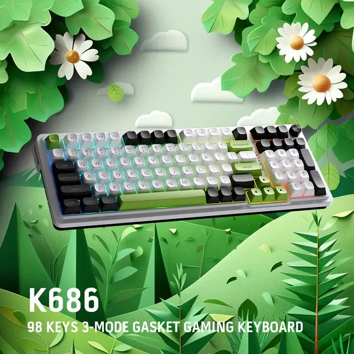 Redragon K686 PRO 98 Keys Wireless Gasket Gaming Keyboard