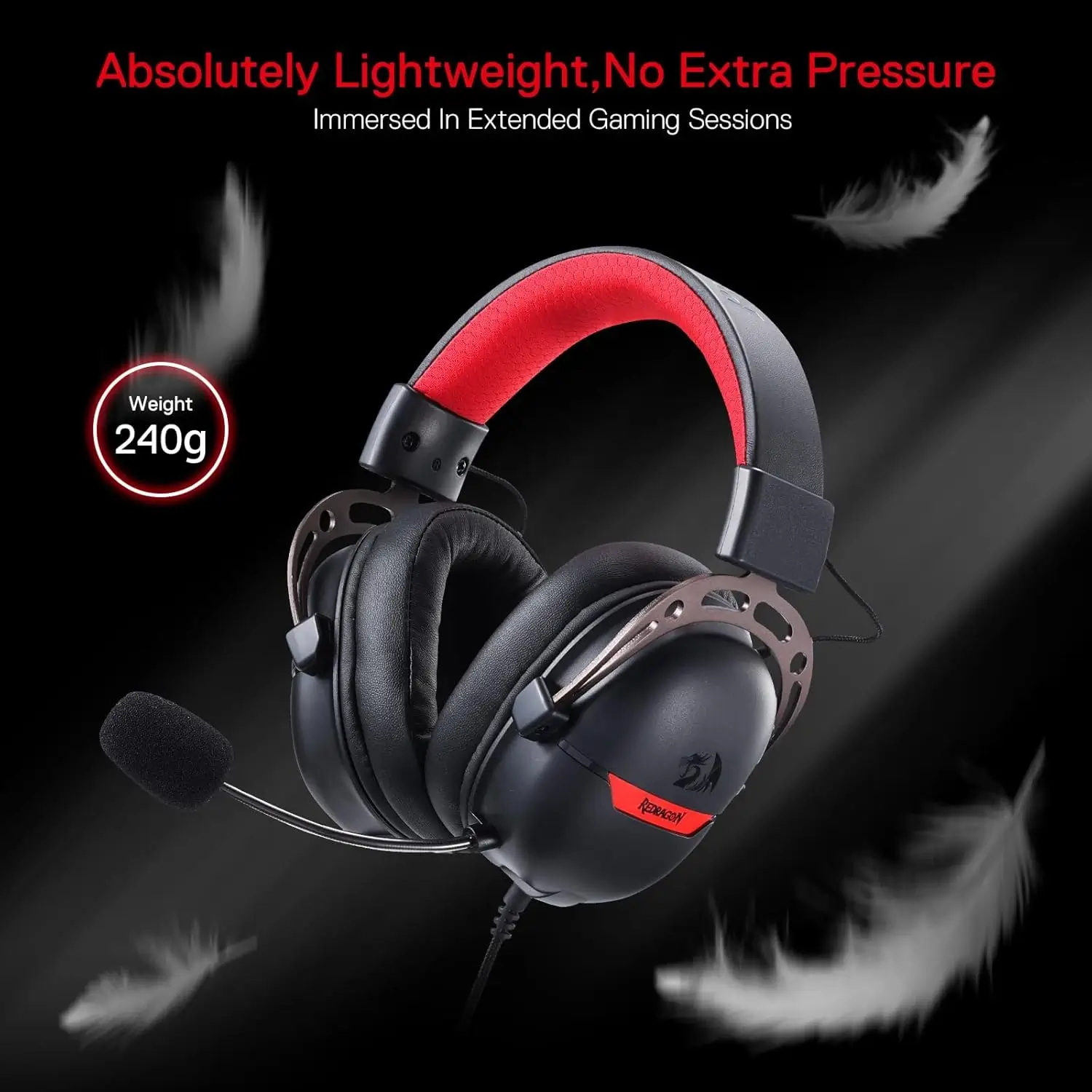 Redragon RD-H376BR Over Ear Aurora Gaming Headset - Black