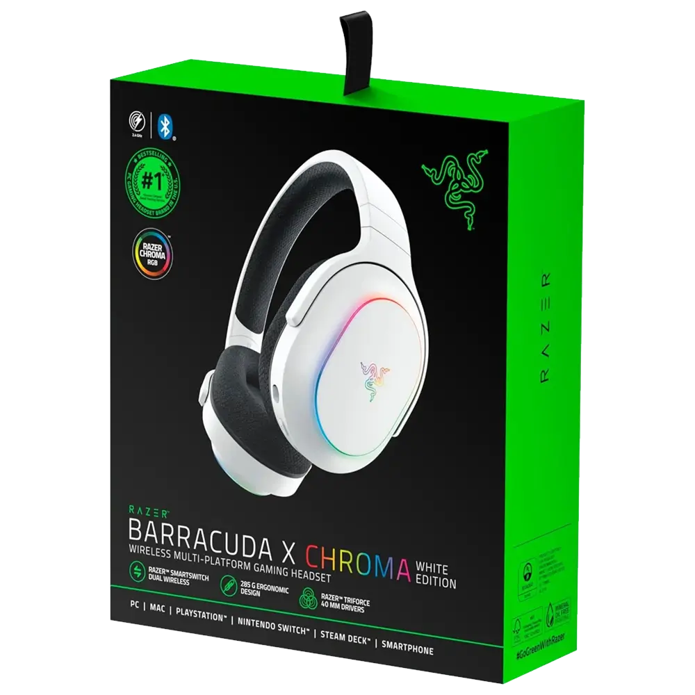 ヘッドホン Razer BARRACUDA X CHROMA Phantom White Razer Barracuda X Chroma Lightweight Wireless RGB Gaming Headset