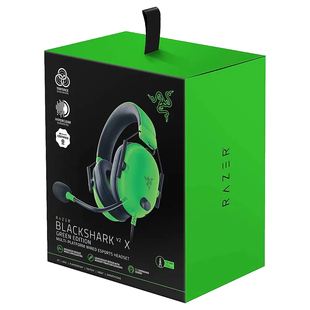 Razer BlackShark V2 X 7.1 Surround Sound Gaming Headset Green